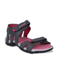 Power Women Grey & Pink Solid Sports Sandals