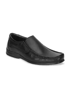 Bata Men Black Solid Leather Formal Slip-Ons