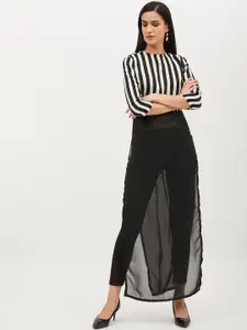 Harpa Women Black & White Striped Maxi Top