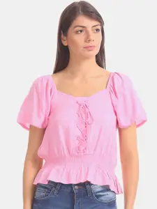Aeropostale Women Pink Solid Top