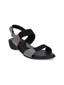 Bata Women Black & Grey Colourblocked Wedge Heels