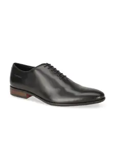Hush Puppies Men Black Solid Leather Formal Oxfords