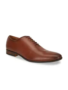 Hush Puppies Men Brown Solid Leather Formal Oxfords