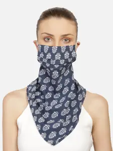 Anekaant Women Navy Blue Printed 3-Ply Reusable Scarf Style Fashion Mask