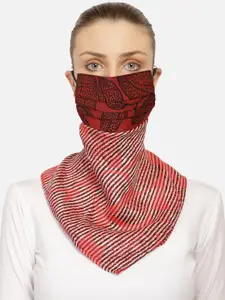 Anekaant Women Striped 3-Ply Anti-Pollution Reusable Scarf Style Mask