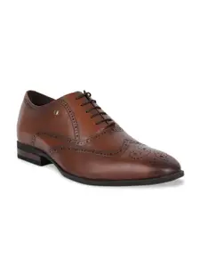 Hush Puppies Men Brown Textured Leather Formal Brogues