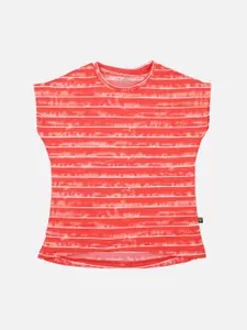 PROTEENS Girls Red Striped Round Neck T-shirt