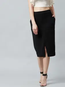 Athena Black Pencil Midi Skirt