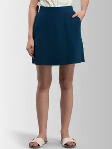 FableStreet Women Blue Solid Mini Skort