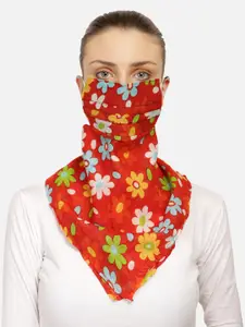 Anekaant Women Red Printed 3-Ply Reusable Scarf Style Fashion Mask
