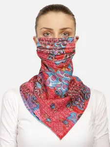 Anekaant Women Red & Blue Printed 3-Ply Reusable Scarf Style Fashion Mask