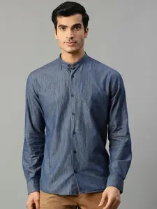 Matinique Men Blue Slim Fit Opaque Striped Casual Shirt