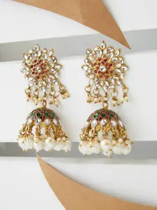 Fida Multicoloured & Red Dome Shaped Jhumkas