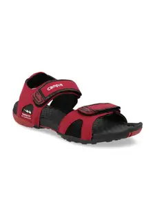 Campus Men Black & Red Sports Sandals