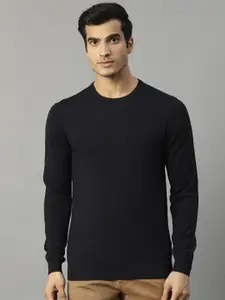 Matinique Men Navy Blue Solid Woolen Pullover Sweater