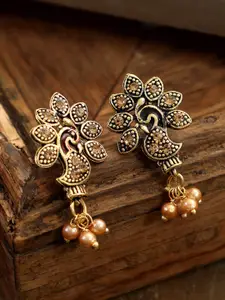 ANIKAS CREATION Gold Peacock Shaped Jhumkas
