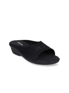 Bata Women Black Embellished Comfort Heels