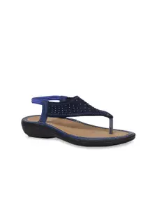 Bata Women Navy Blue Embellished Comfort Sandals