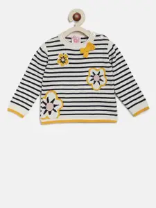 Chicco Girls White Striped Pullover Sweater