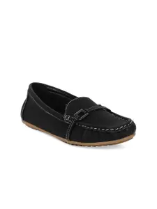 Bata Women Black Solid Loafers