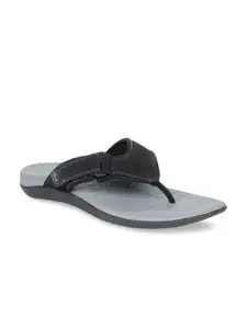 Scholl Men Black Leather Comfort Sandals