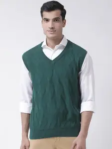 Club York Men Green Solid Sweater Vest