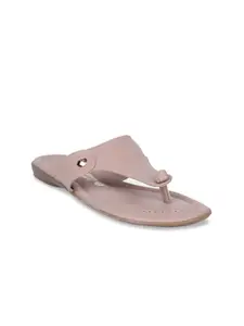 Bata Women Pink Solid PU Open Toe Flats