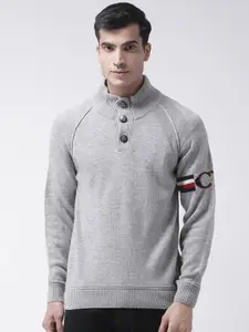 Club York Club York Men Grey Solid Pullover Sweater