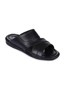 Liberty Men Black Solid Slip-On Sandals
