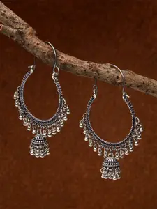 Fida Silver-Toned Crescent Shaped Drop Earrings