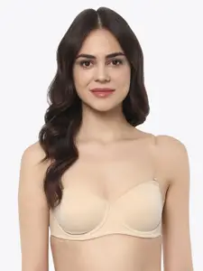 Soie Nude-Coloured Solid Underwired Non Padded Balconette Bra CB-322ANUDE