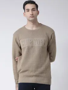 Club York Men Beige Checked Pullover Sweater