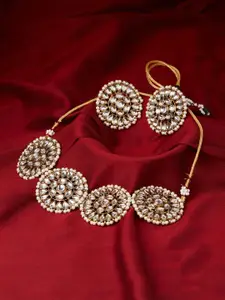 Fida Gold-Plated Choker Kundan Studded Necklace with Earrings