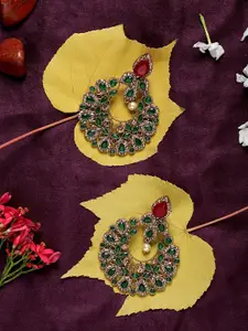 Mali Fionna Gold-Plated & Green Circular Drop Earrings