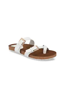 Zebba Women White Solid Open Toe Flats