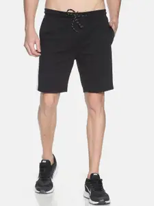 Campus Sutra Men Black Solid Regular Fit Sports Shorts