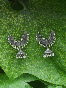 Adwitiya Collection Silver-Plated Handcrafted Classic Jhumkas