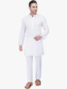 RAJUBHAI HARGOVINDAS Men White Solid Kurta with Pyjamas