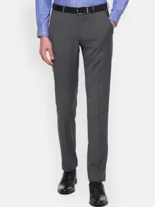 Louis Philippe Permapress Men Grey Slim Fit Solid Formal Trousers