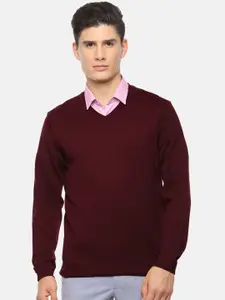 Van Heusen Men Maroon Solid Pullover Sweater