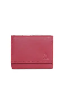 Kara Women Red Solid Leather Three Fold Wallet