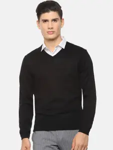 Van Heusen Men Black Solid Pullover Sweater