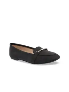 Call It Spring Women Black Textured Loafers