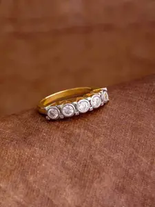 Voylla Gold-Plated White CZ Gems Adorned Cluster Setting Finger Ring