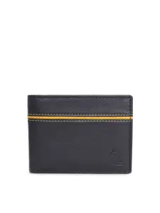 Kara Men Black & Yellow Solid Two Fold Leather Wallet