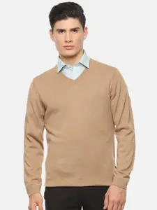 Van Heusen Men Beige Solid Pullover Sweater