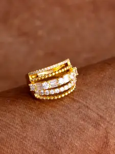 Voylla Gold-Plated & White CZ Gems Adorned Finger Ring