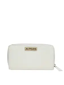 Apsis Women Cream-Coloured Solid Zip Around Wallet