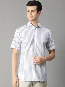 Bruun & Stengade Men Blue & White Slim Fit Striped Casual Shirt