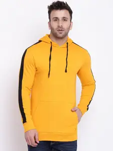 GRITSTONES Men Yellow Solid Hooded Sweatshirt